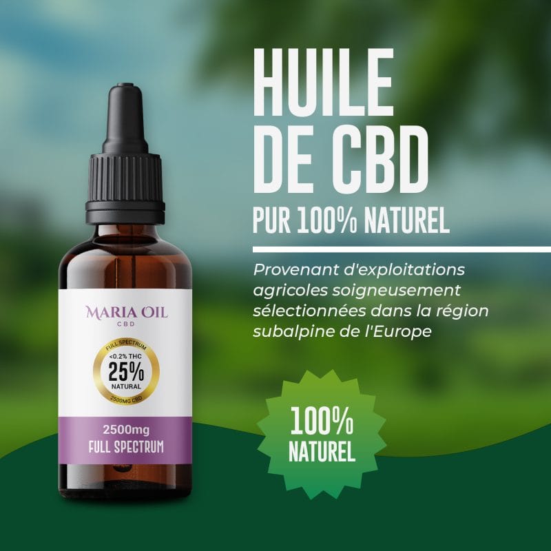 Huile de CBD 25% (2500mg) Spectre Complet – Image 2